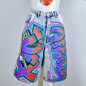 Vintage 90's Denim Jean Graffiti Shorts